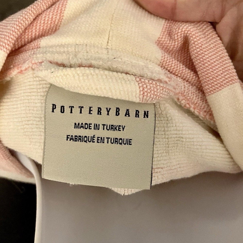 Pottery Barn Pink Ivory Sz Large Striped Terrycloth Resort Robe Women's Bathrobe - Picture 5 of 8